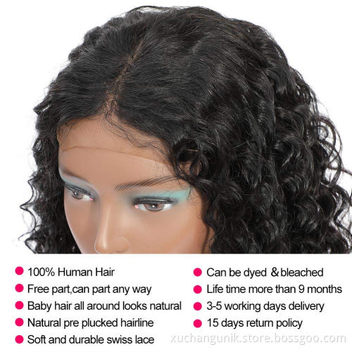 Uniky 100% Brazilian Virgin Human Hair Transparent Swiss Lace Wig HD Body Wave Curly Lace Front wigs for Black Women